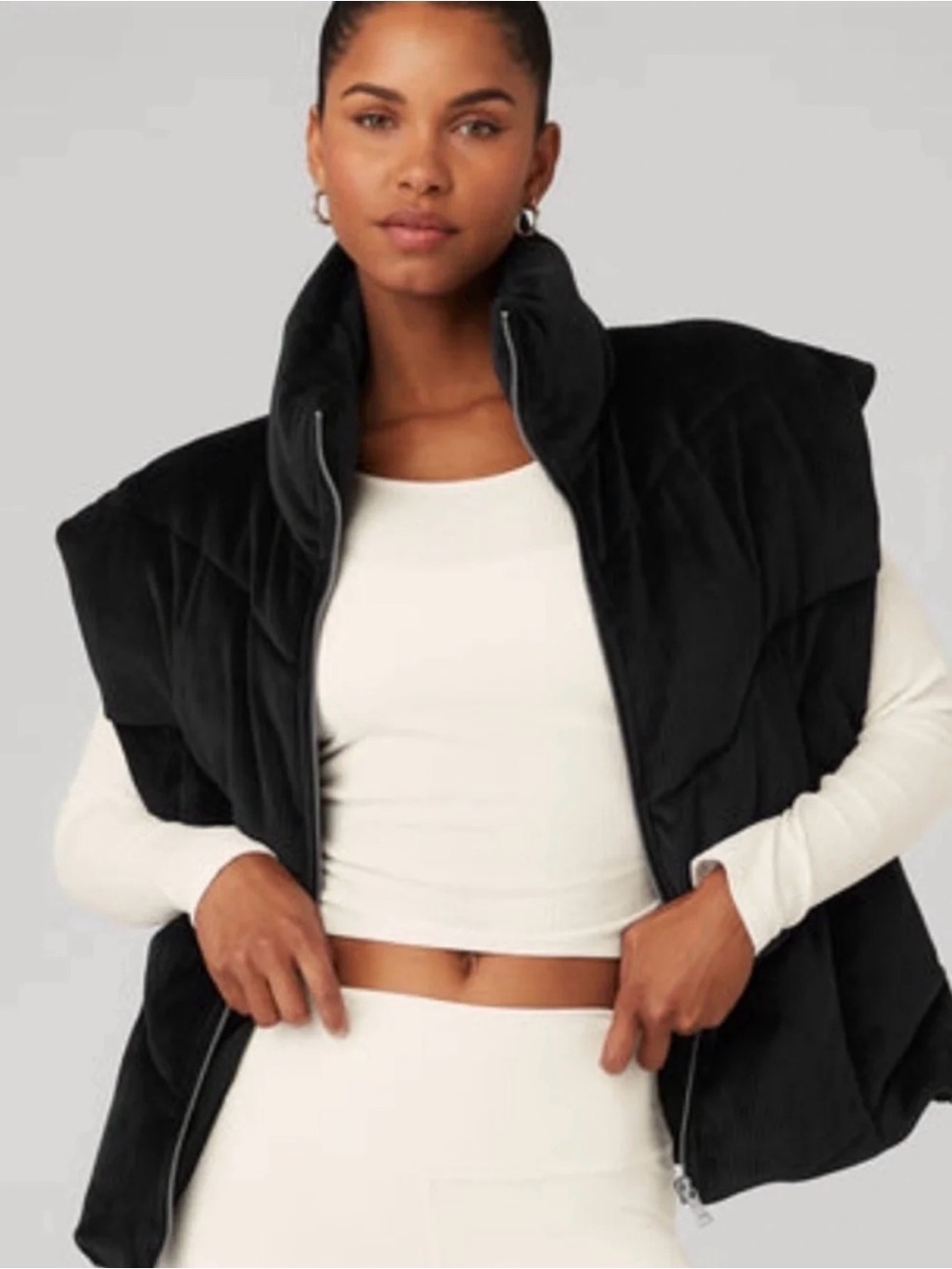 ALO Yoga Black Quilted Sleeveless Puffer Vest